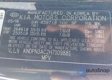 2017 Kia Sportage Ex z USA, uszkodzony, nr VIN KNDPN3AC2H7109881